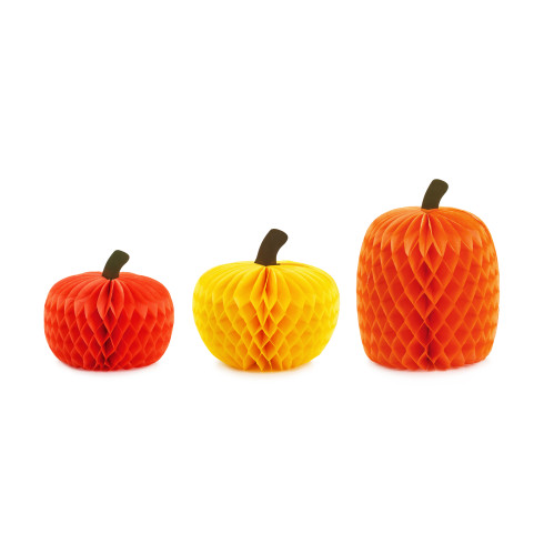 Papír tök dekoráció, színmix, 18–30 cm, 3 darabos szett