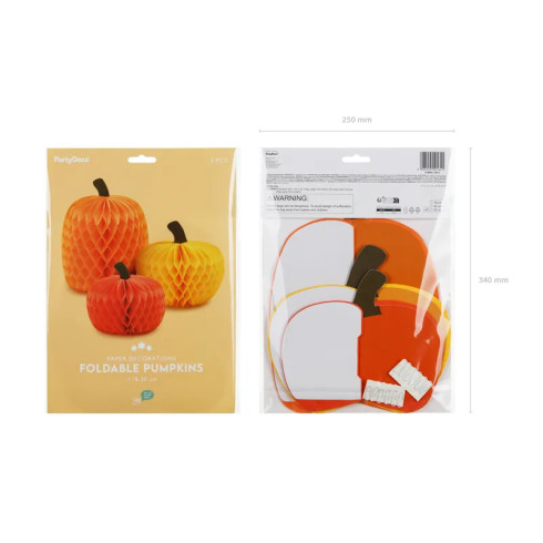 Papirnate buče za dekoracijo, mešane barve, 18–30 cm, set 3 kosov