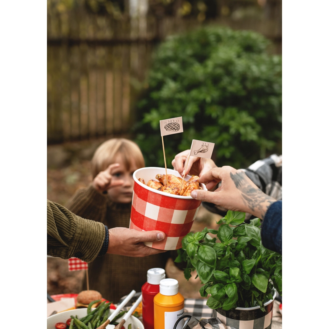 Căni de hârtie pentru snack, model în carouri, 2 buc.