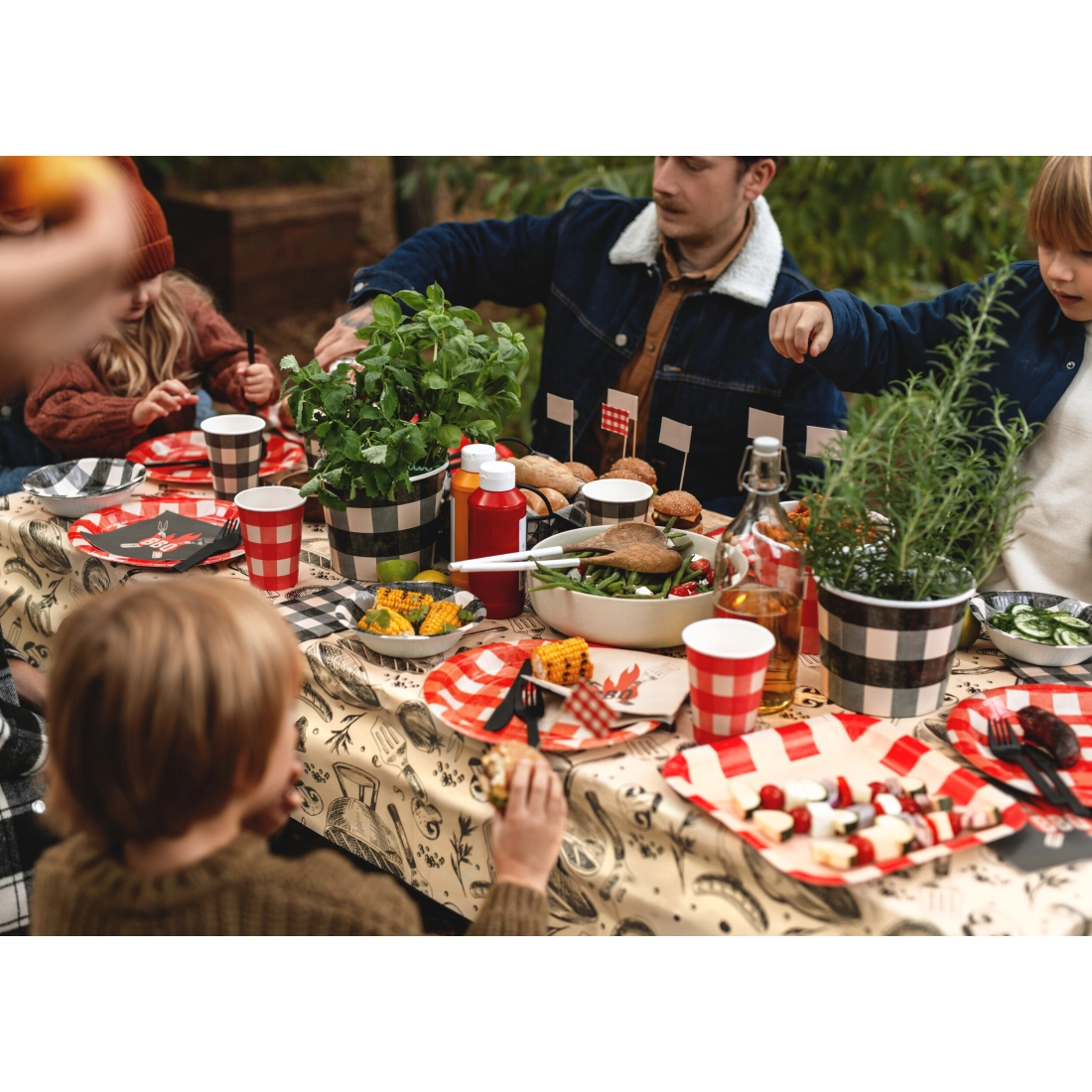 Căni de hârtie pentru snack, model în carouri, 2 buc.