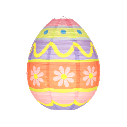 Papierový lampión veľkonočné vajíčko s margarétkami 25 cm