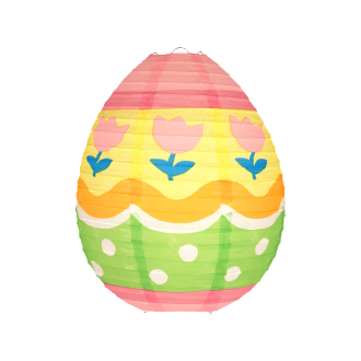 Papierový lampión veľkonočné vajíčko s tulipánmi 25 cm dekorácia