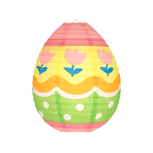 Papierový lampión veľkonočné vajíčko s tulipánmi 25 cm dekorácia