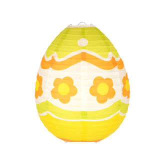 Papierový lampión veľkonočné vajíčko so slnečnicami žltý 25 cm