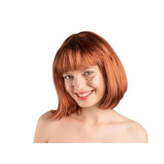 Paruka Kleopatra zrzavá, mikádo po ramena s ofinou
