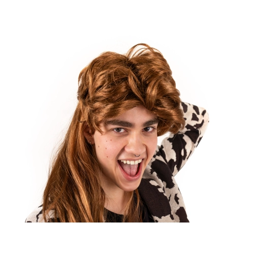Paruka 80. léta dlouhé zrzavé vlasy – retro karnevalová paruka