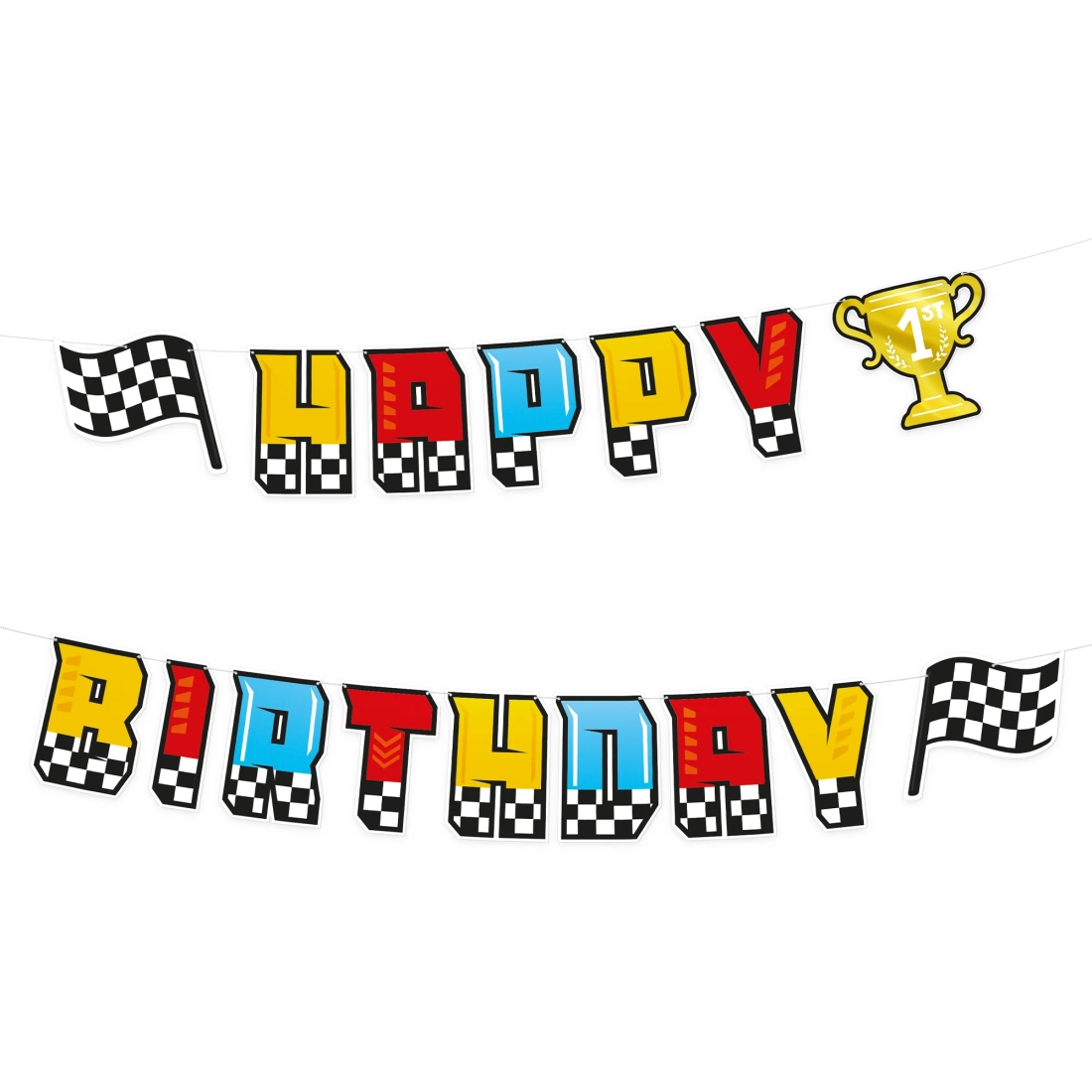 Party baner Happy Birthday Race On 220x17 cm