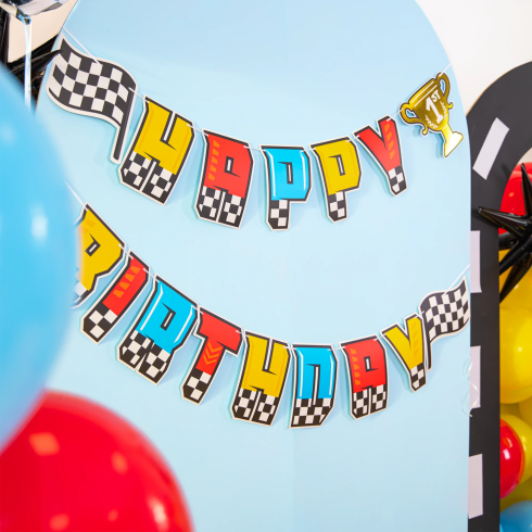 Party baner Happy Birthday Race On 220x17 cm