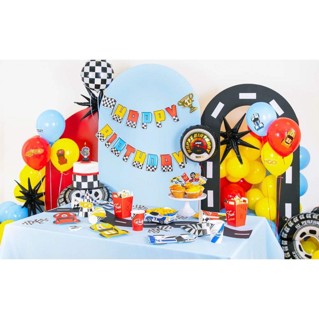Party baner Happy Birthday Race On 220x17 cm