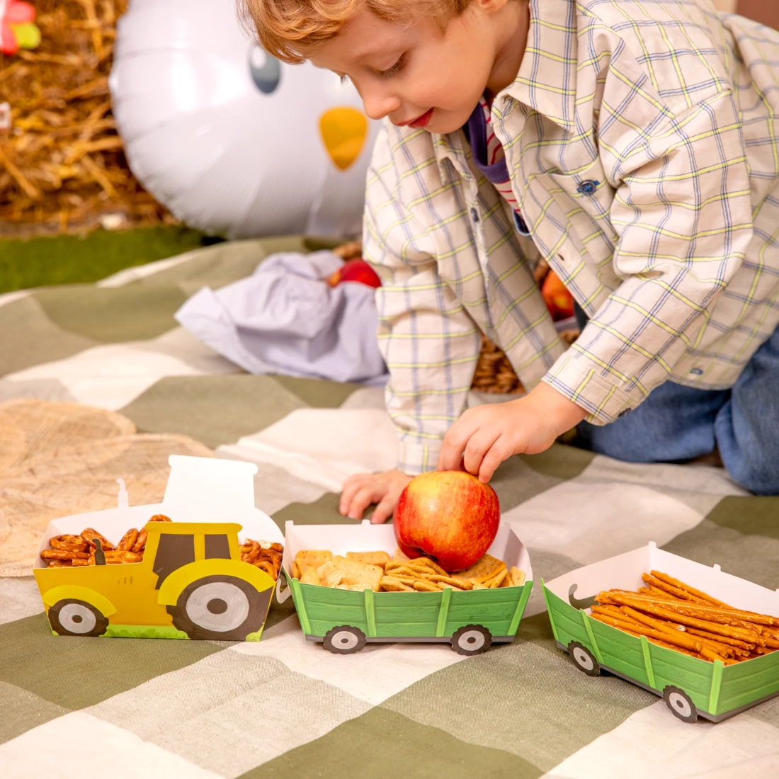 Party škatle za čips farma traktor, 3 kosi