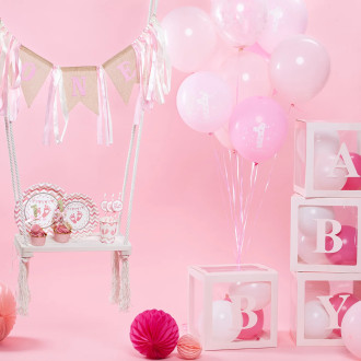 Party boxy na balónky s nápisem BABY 4 ks růžové
