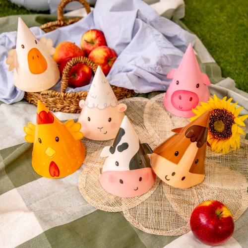 Party čiapky farma zvieratká 6 ks