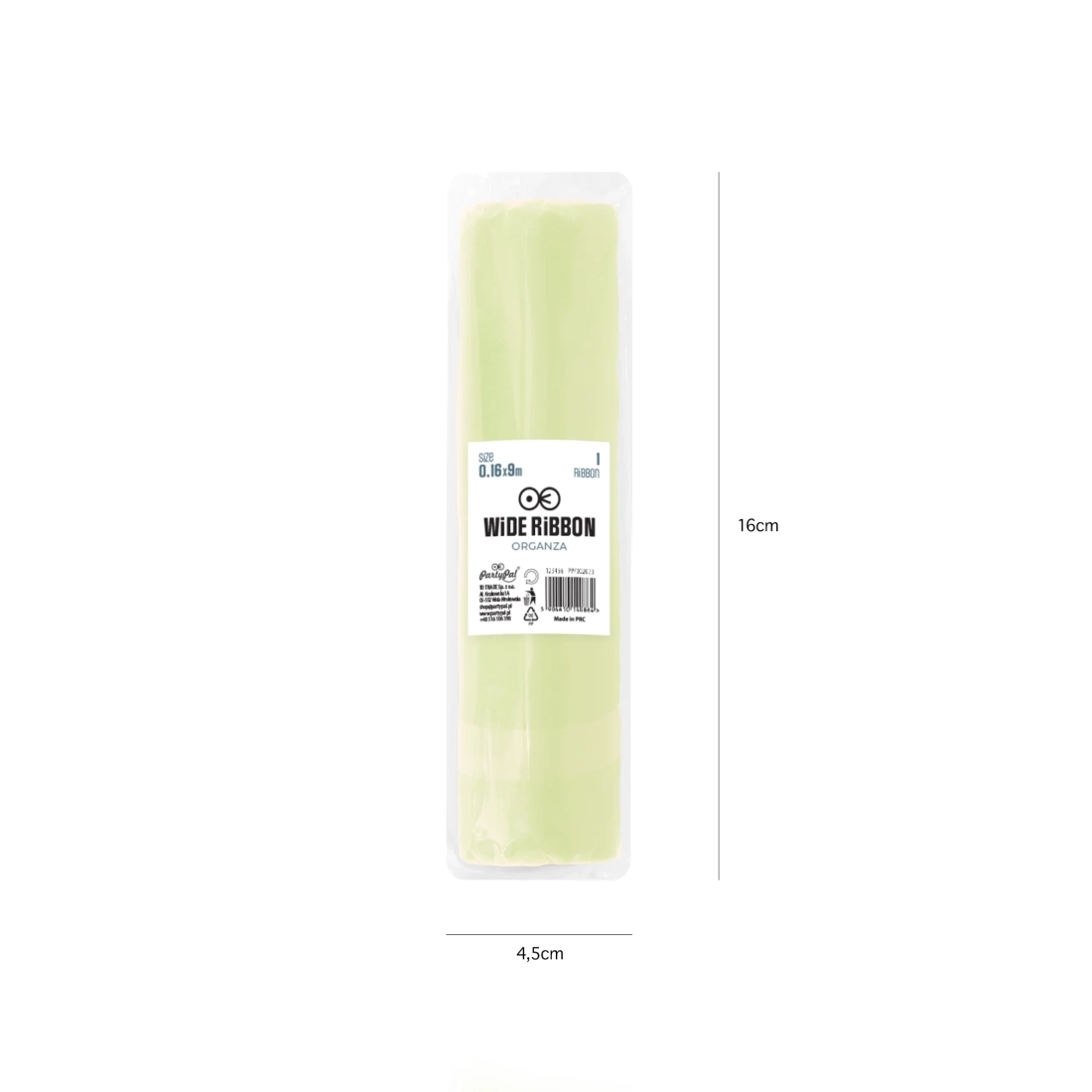 Party dekorációs sima organza 16x900 cm világossárga