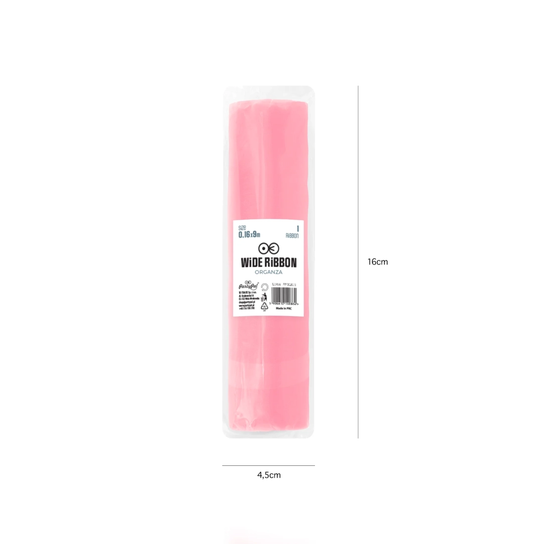 Party dekorációs organza világos rózsaszín 16x900 cm