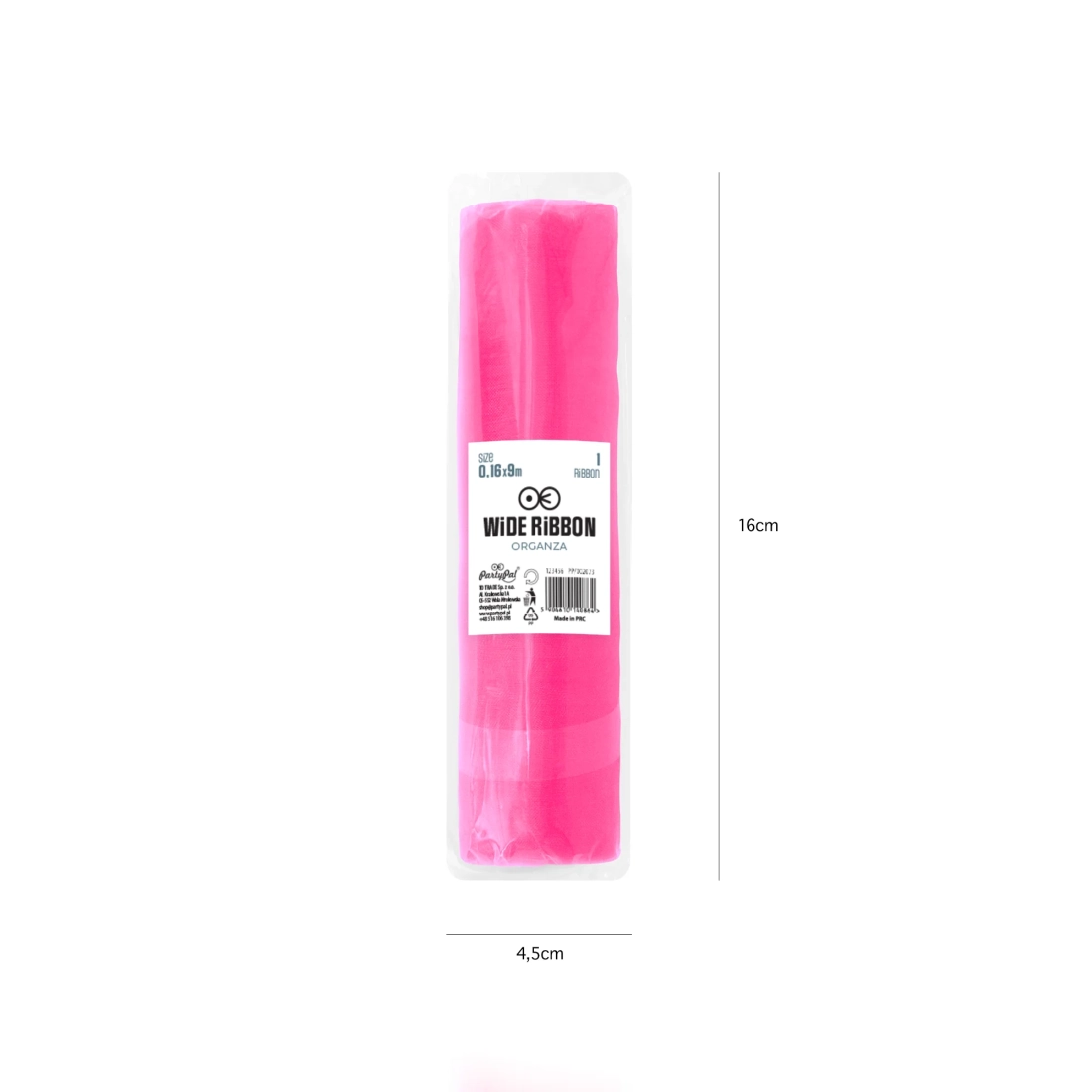 Party dekoratív organza rózsaszín 16x900 cm