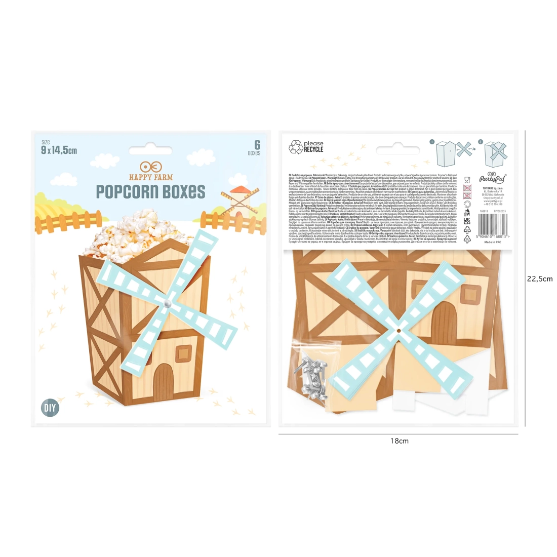 Party lončki za pokovko farma, 6 kosov