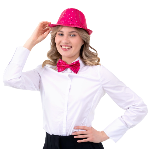 Roza bleščeč party klobuk s sekvini