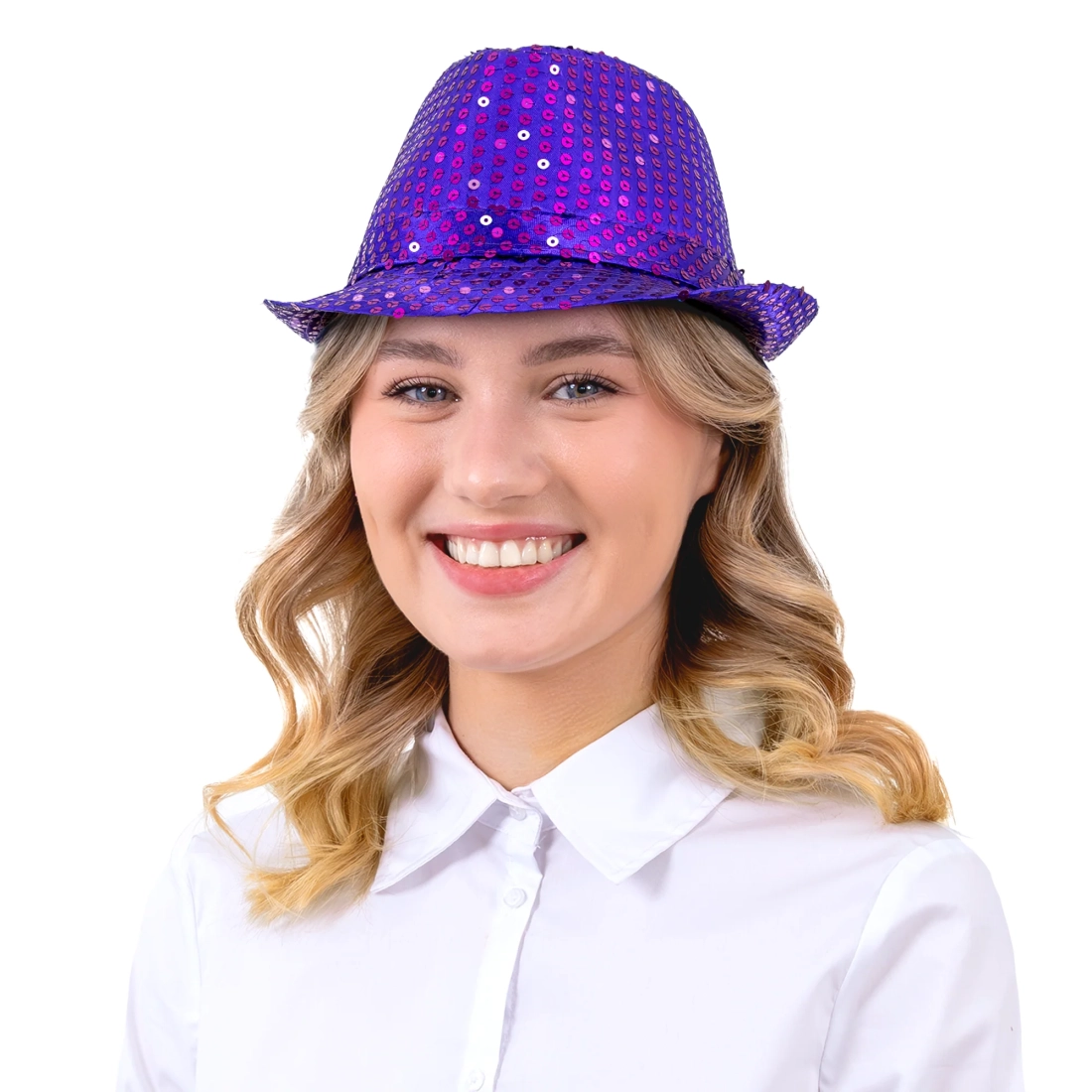 Party šešir sa šljokicama ljubičasti
