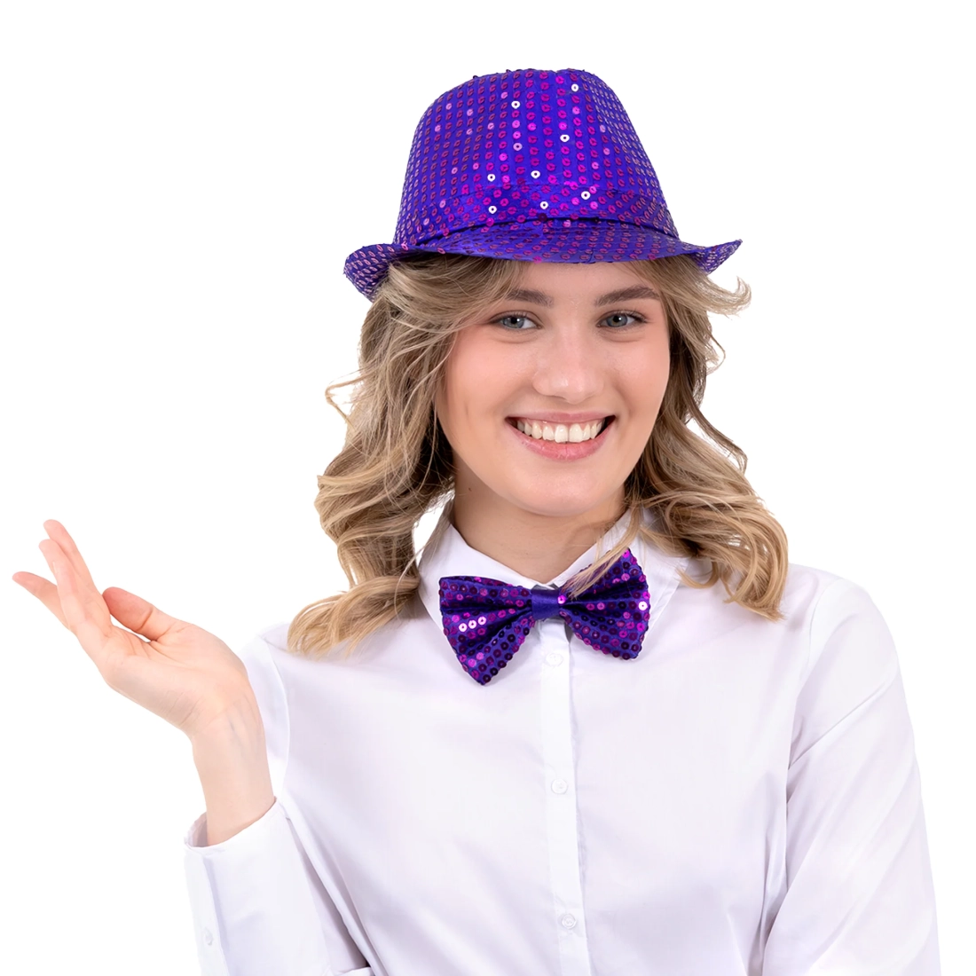 Party šešir sa šljokicama ljubičasti