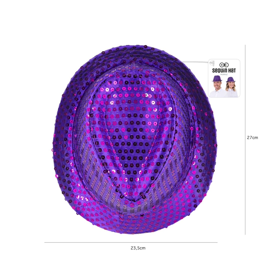 Party šešir sa šljokicama ljubičasti