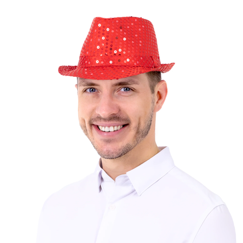 Rdeč party klobuk s bleščicami