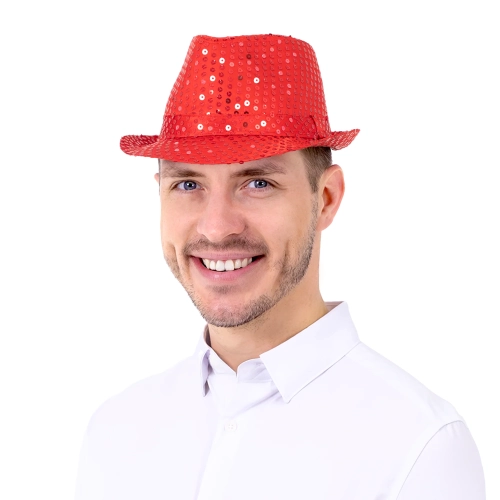 Pălărie de petrecere cu paiete, roșie