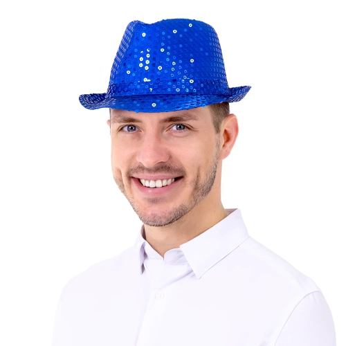 Pălărie de petrecere cu paiete, albastră
