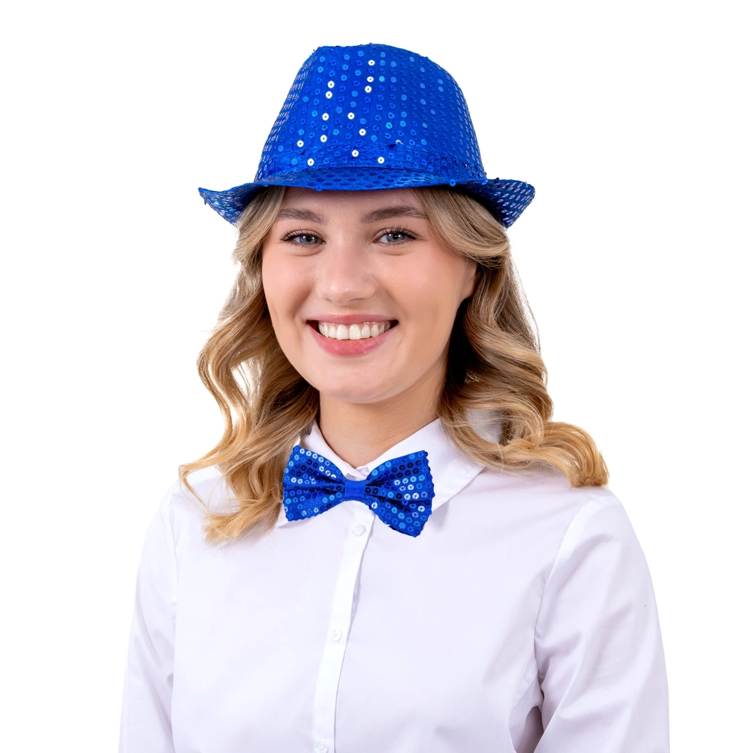 Party šešir s plavim šljokicama