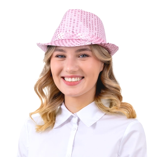 Pălărie party cu paiete roz deschis