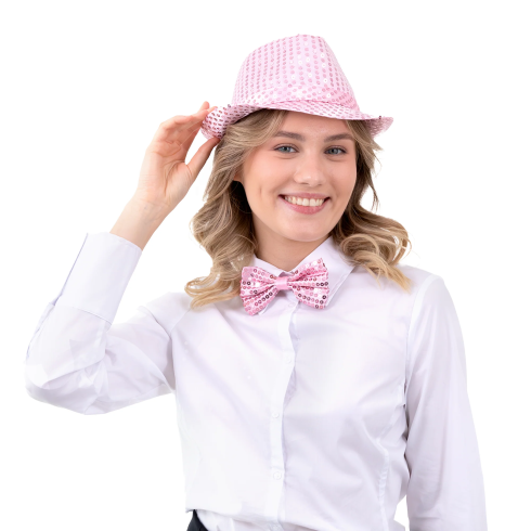 Party klobuk s svetlo rožnatimi bleščicami