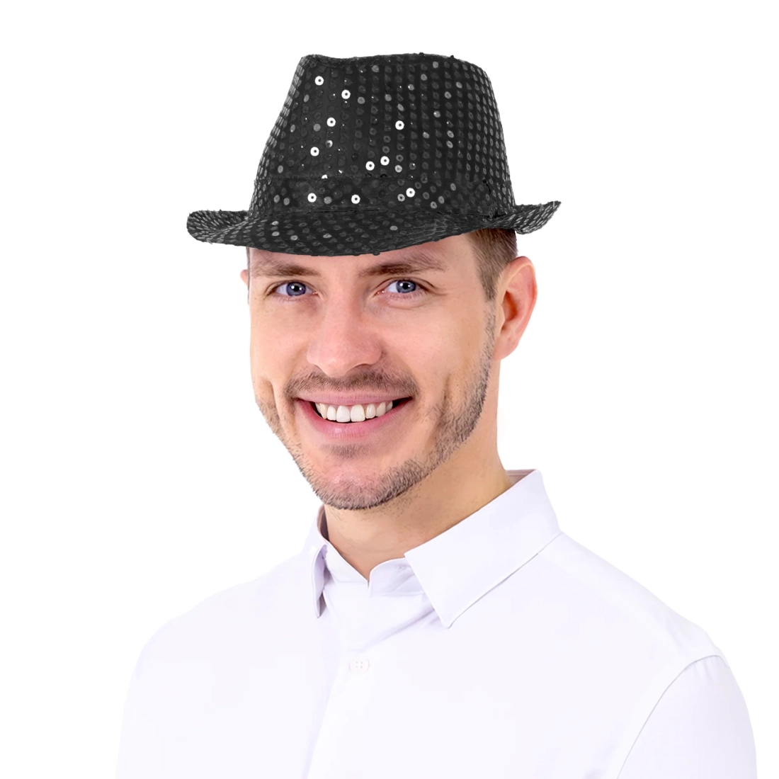 Pălărie de petrecere cu paiete, neagră