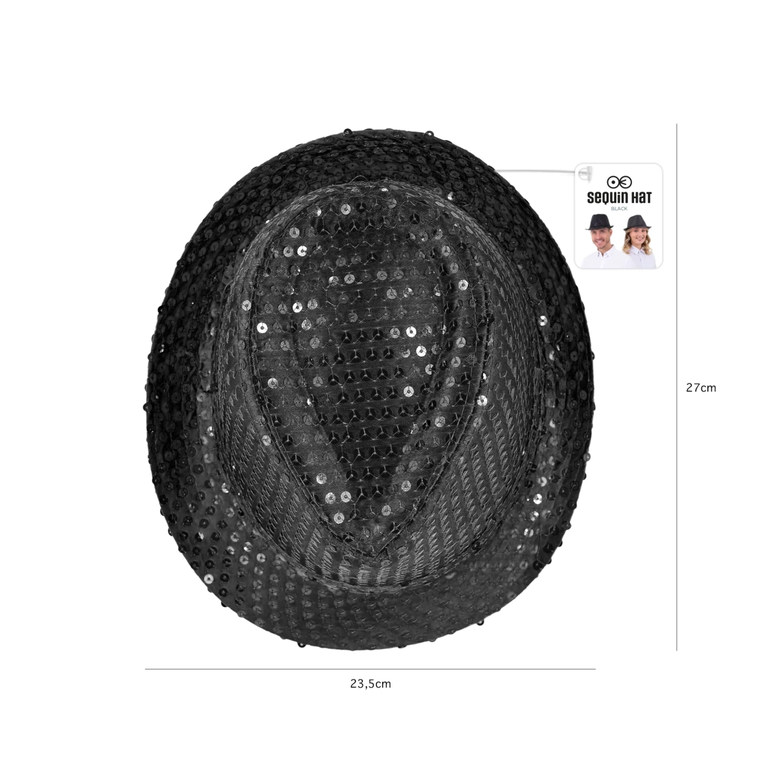 Pălărie de petrecere cu paiete, neagră