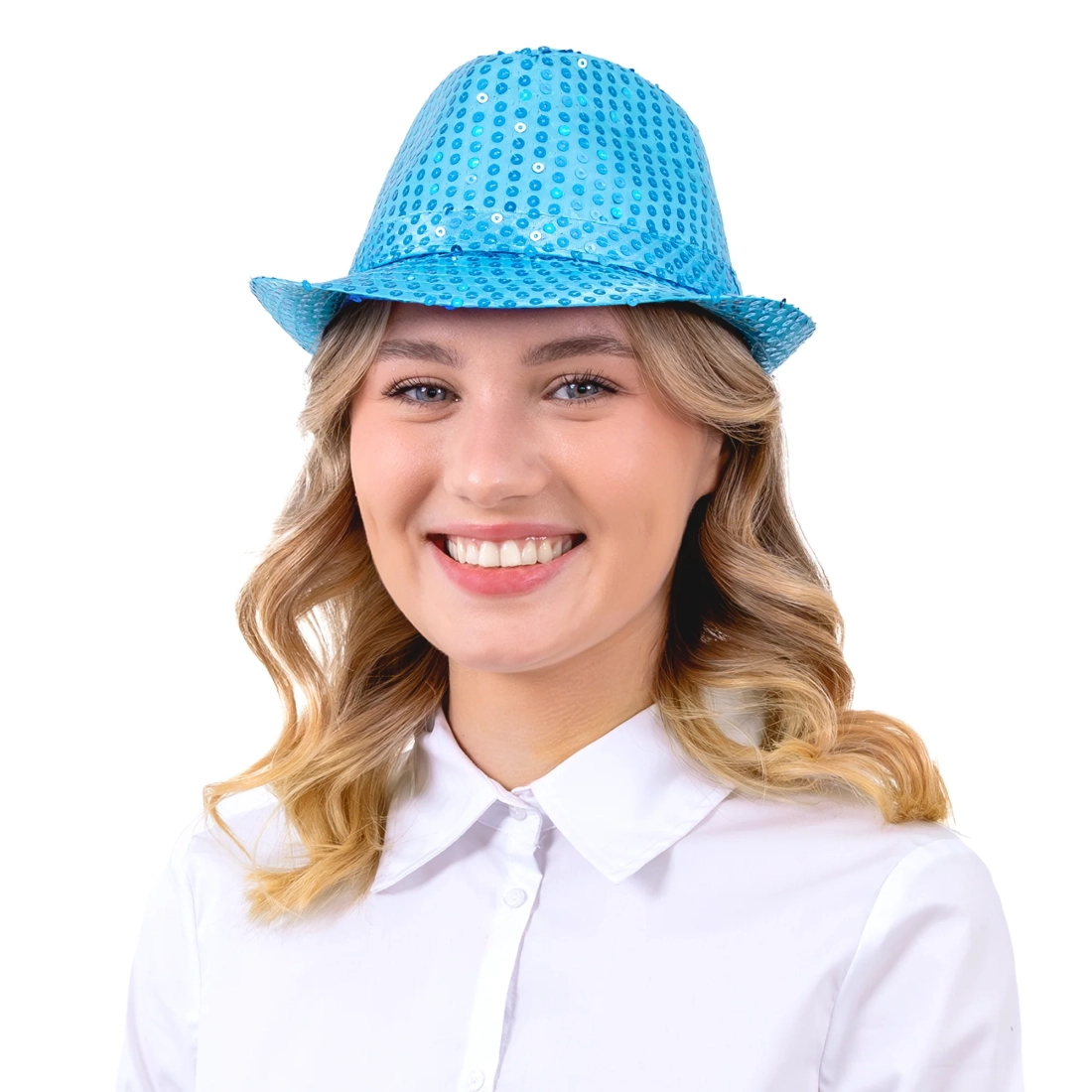 Party šešir s plavim šljokicama
