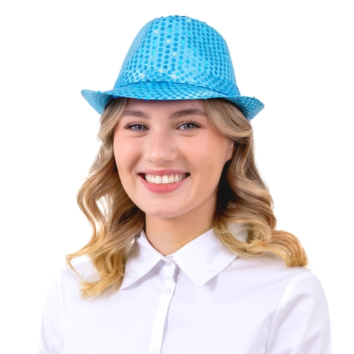 Pălărie de petrecere albastră cu solzi strălucitori