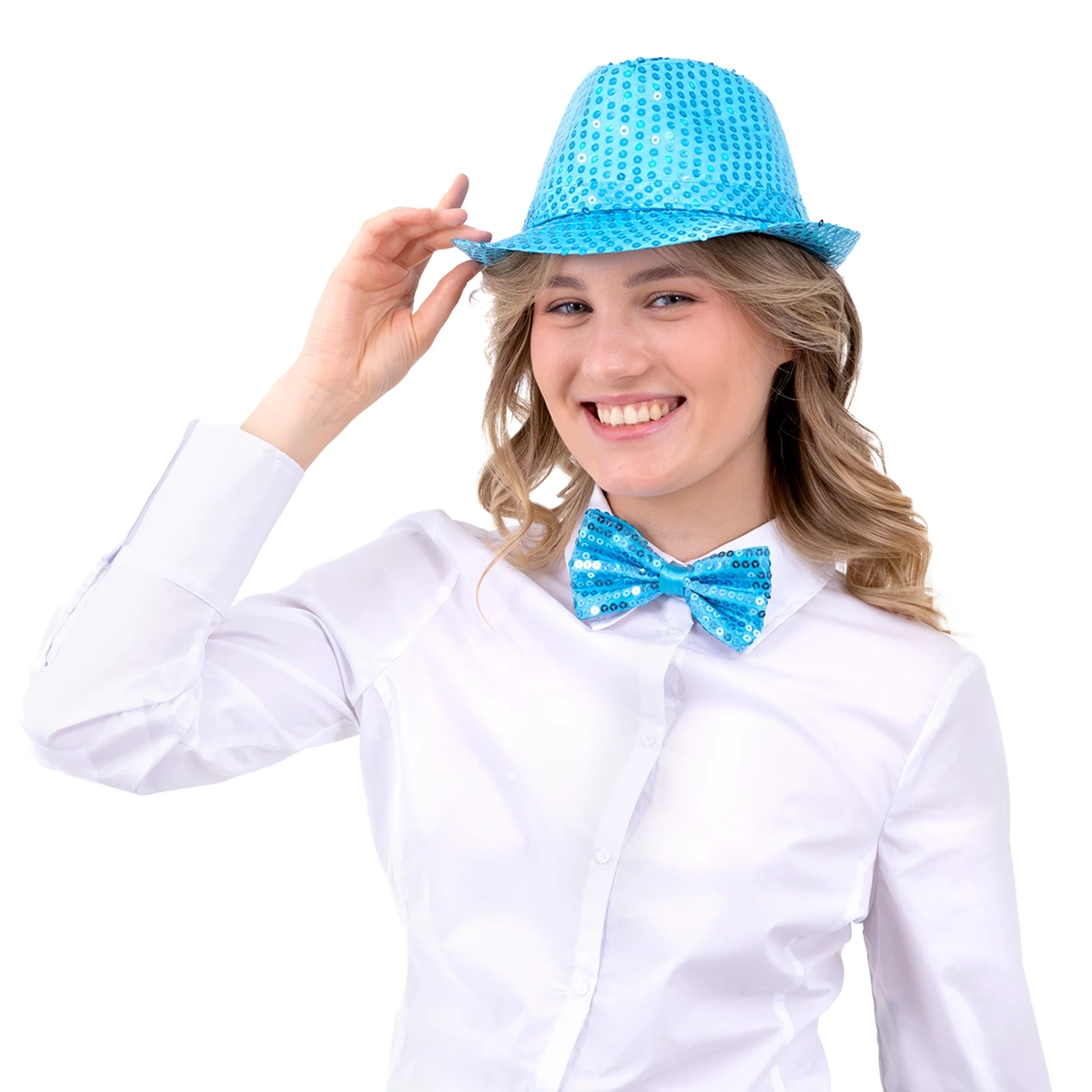 Party šešir s plavim šljokicama