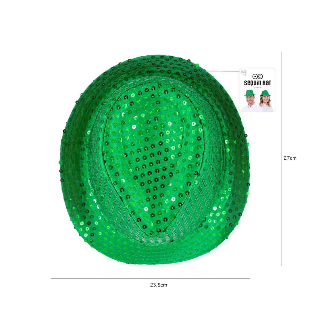 Party šešir sa zelenim šljokicama