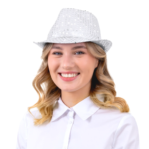 Bleščeč srebrn party klobuk