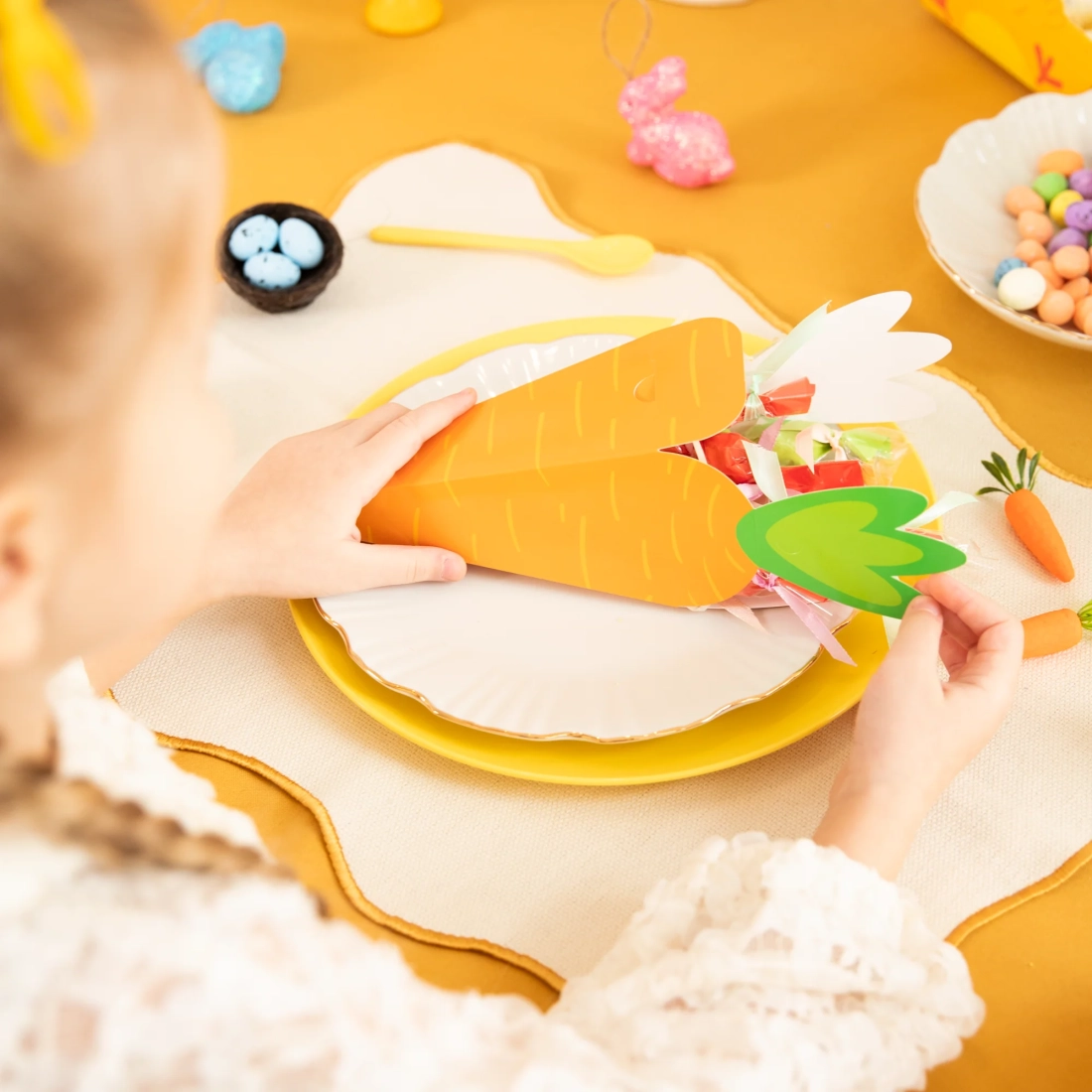 Cutie party pentru bomboane în formă de morcov, set 6 bucăți DIY