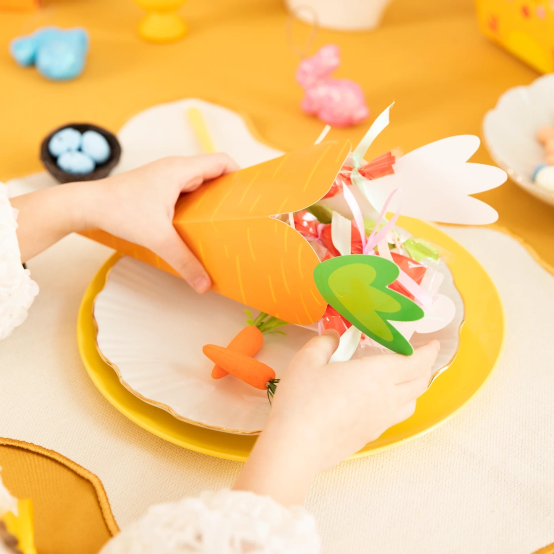 Cutie party pentru bomboane în formă de morcov, set 6 bucăți DIY