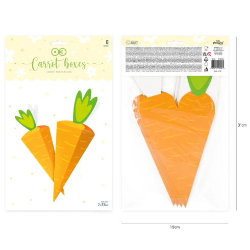 Party krabička na cukríky mrkva 6 ks DIY
