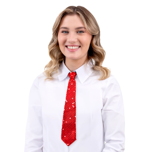 Party rdeča kravata z bleščicami, dekoracija