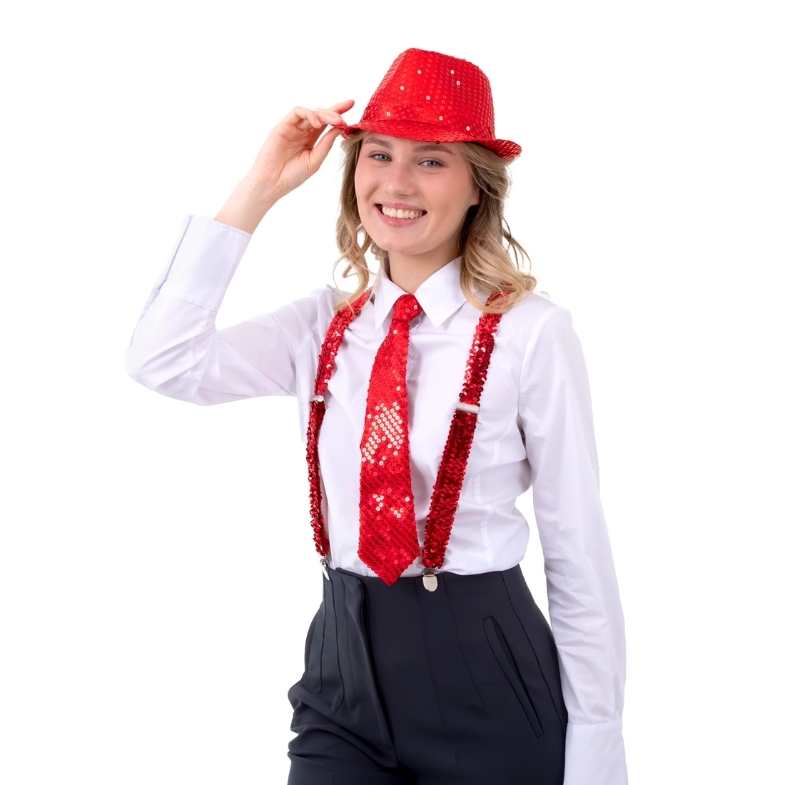 Party kravata crvena s flitrovim ukrasima