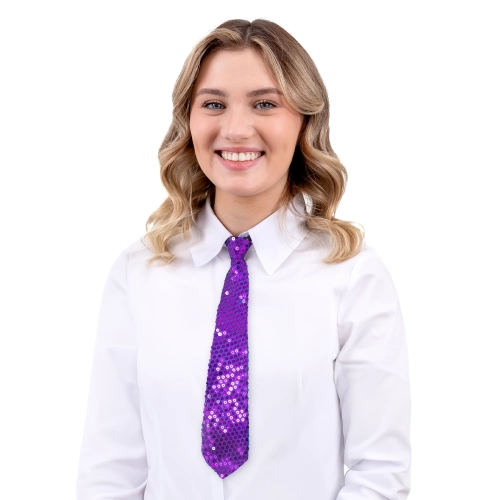 Cravată party cu paiete mov, decorațiune