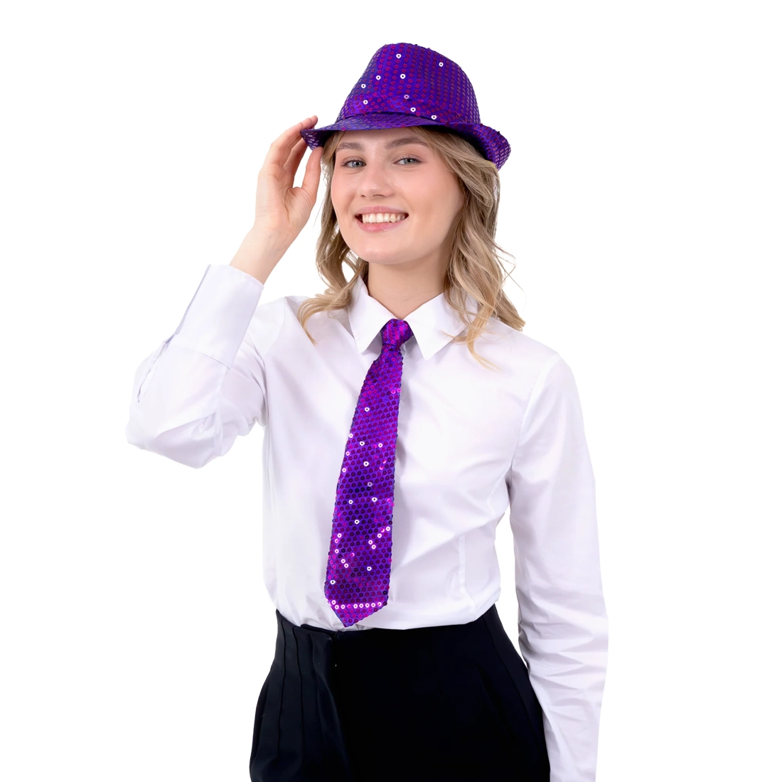 Party kravata s ljubičastim šljokicama dekoracija