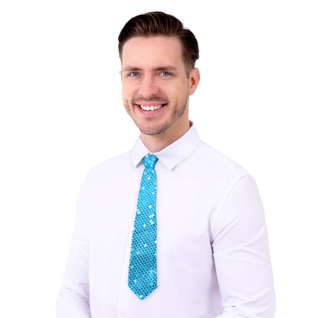 Cravată de petrecere cu paiete albastră