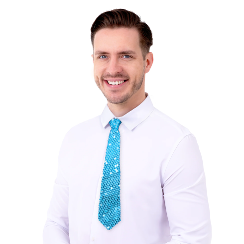 Praznična bleščeča modra kravata s bleščicami