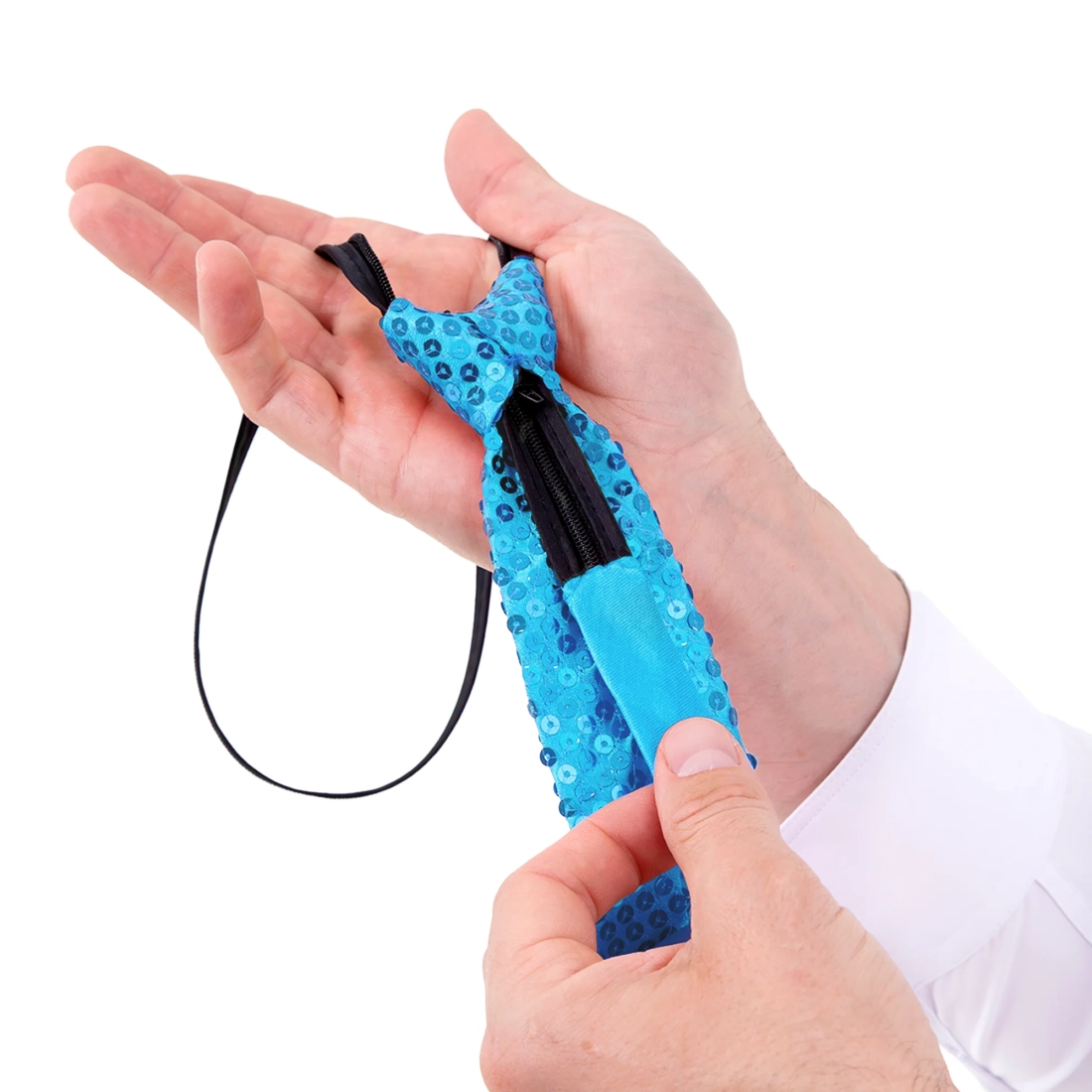 Cravată de petrecere cu paiete albastră