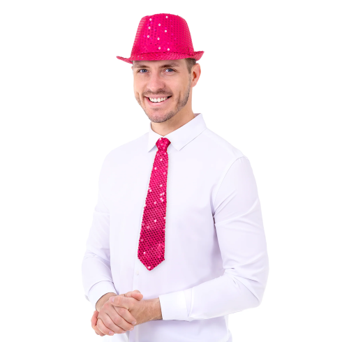 Rožnata party kravata s bleščicami