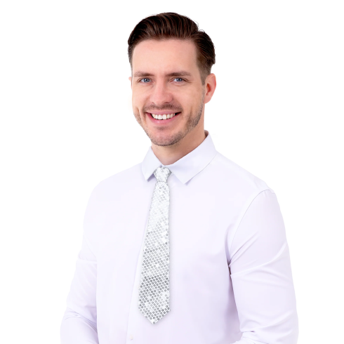 Party kravata s srebrnimi bleščicami