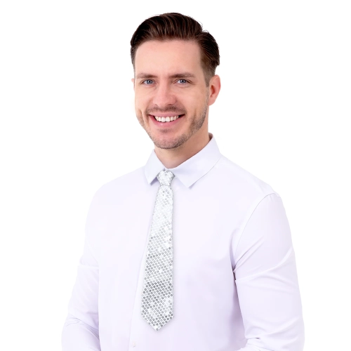 Cravată party cu paiete argintie